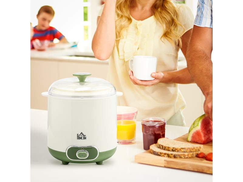  Yaourtière électrique avec 2 récipients de 1,5l filtre pour yaourt grec et 2 couvercles, puissance 20w blanc  - Conforama D