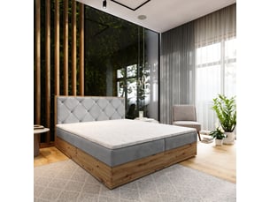 Lit avec rangement 140x200 cm <strong>MASSENO</strong>  <strong></strong> coloris gris