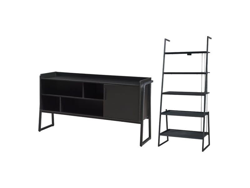  Ensemble de 2 meubles storfjord avec étagère échelle et meuble tv noir [en.casa] Storfjord - Conforama A