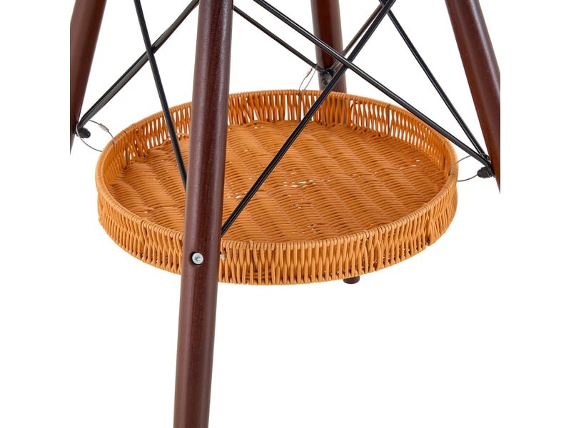  Table à manger ronde, d80 cm, avec panier de espace de rangement suspendu meuble, pratique, mdf et bois, coloris noyer  - Conforama E