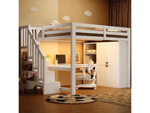 Lit mezzanine 140x200 cm <strong></strong> <strong></strong> coloris blanc