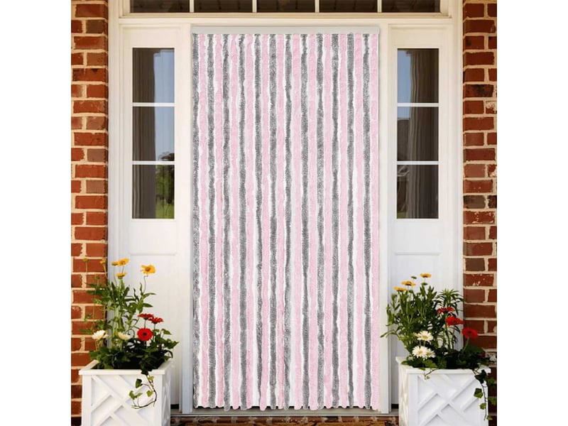  Rideau anti-mouches, moustiquaire gris argenté et rose 100x200 cm chenille cf43522  - Conforama B