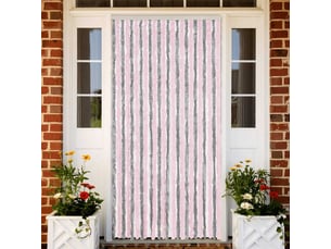 Rideau anti-mouches, moustiquaire gris argenté et rose 100x200 cm chenille cf43522