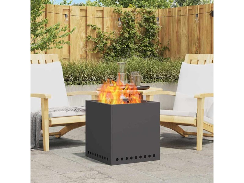 Brasero exterieur, foyer sans fumée noir 48x48x50 cm acier patiné - Conforama B