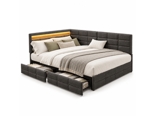Lit banquette 140x190 cm <strong>YELENARO</strong> <strong></strong> coloris gris