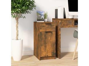 Armoire de bureau, meuble de rangement chêne fumé 33,5x50x75 cm bois d'ingénierie