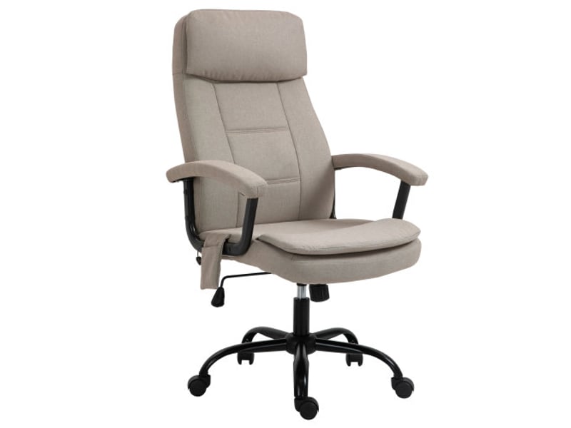  Chaise de bureau ergonomique massante, inclinable, réglable en hauteur, beige, télétravail  - Conforama A