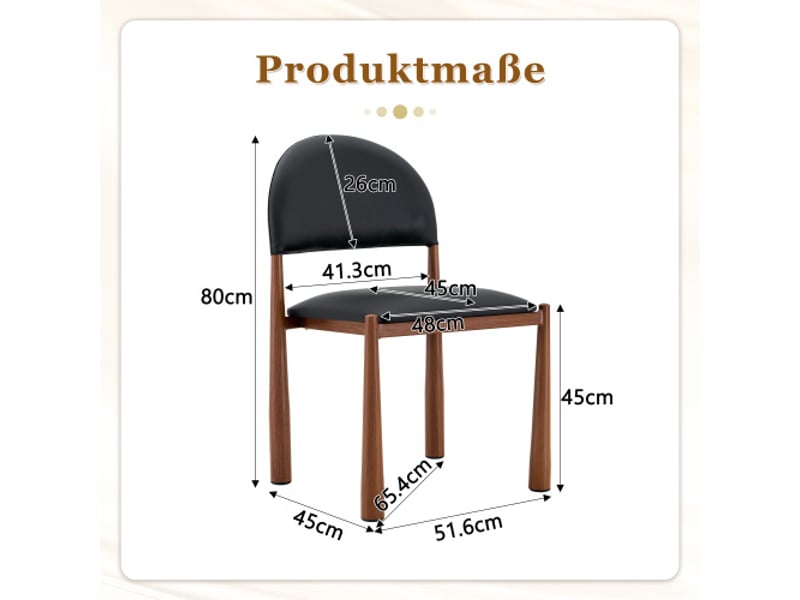  Ensemble de 2 chaises modernes - dossier demi-cercle rembourré, cuir pu, pieds métal, 80 cm - élégantes et robustes  - Conforama C