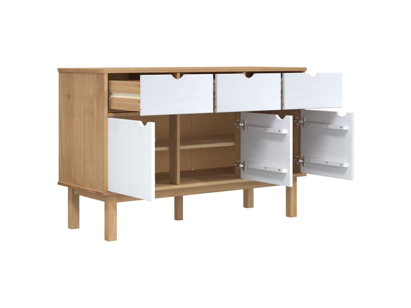  Buffet - bahut - meuble de rangement otta marron et blanc 114x43x73,5 cm bois massif pin  - Conforama D