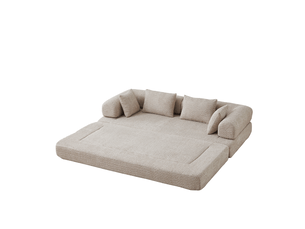 Canapé convertible modulaire 2 places 4-en-1 avec dossier réglable et 4 coussins en chenille kaki