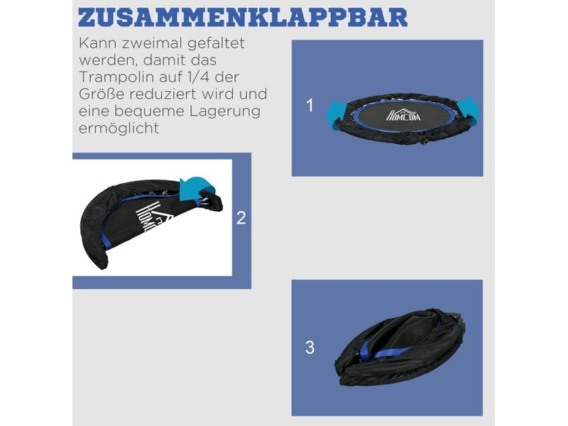  Trampoline de fitness pliable ø102 cm noir et bleu, poignée réglable sur 4 hauteurs, charge jusqu'à 100 kg  - Conforama B