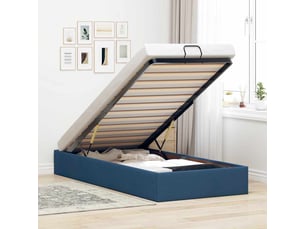 Lit adulte, lit simple, cadre de lit ottoman sans matelas bleu 100x200cm tissu cf10347