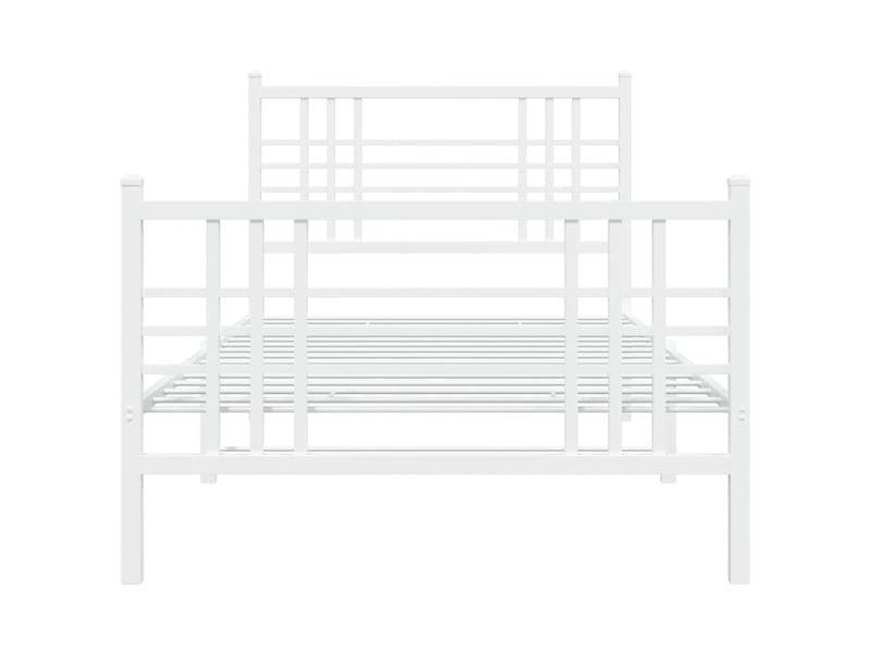  Lit simple- lit adulte -  cadre de lit métal sans matelas avec pied de lit blanc 90x200cm  - Conforama C