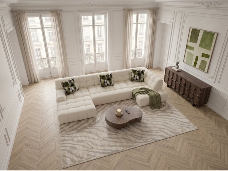 Bobochic canapé panoramique avance-recule électrique andre tissu texturé jaune angle droit ANDRE - Conforama D
