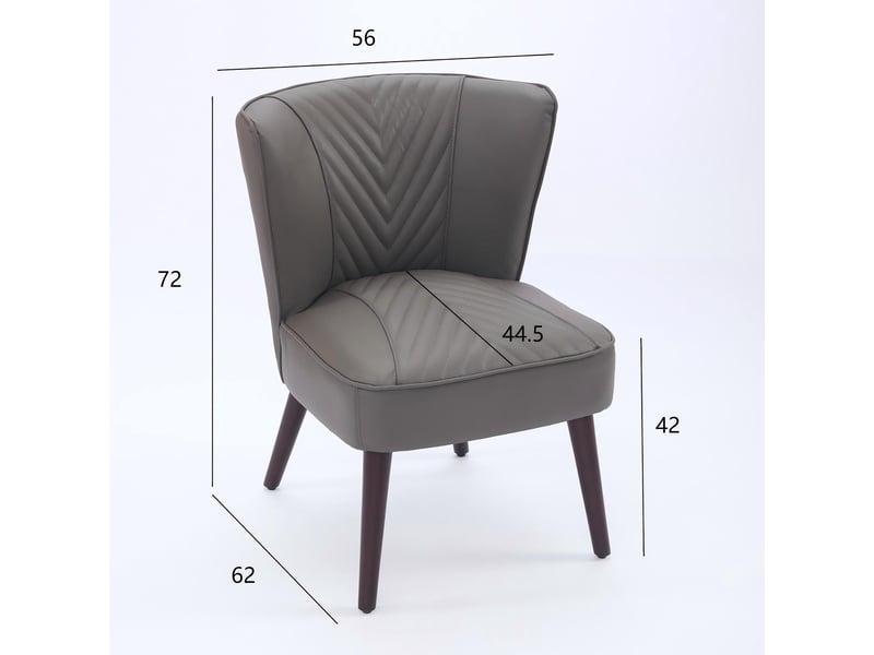  Fauteuil lounge sans accoudoirs,56x62x72 cm,piètement bois,cuir,gris  - Conforama C