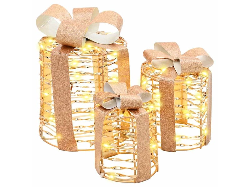Décoration de boîte cadeau 3 pc blanc chaud 20 x 20 x 20 cm pet cf61904 - Conforama A