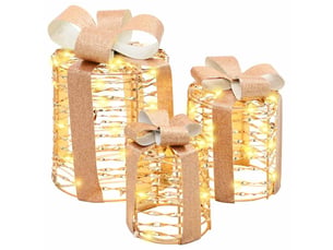 Décoration de boîte cadeau 3 pc blanc chaud 20 x 20 x 20 cm pet cf61904