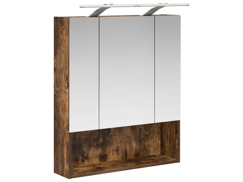 Armoire miroir de salle de bain, cabinet de salle de bain chêne fumé 60 x 14.5 x 70 cm cf65154  - Conforama E