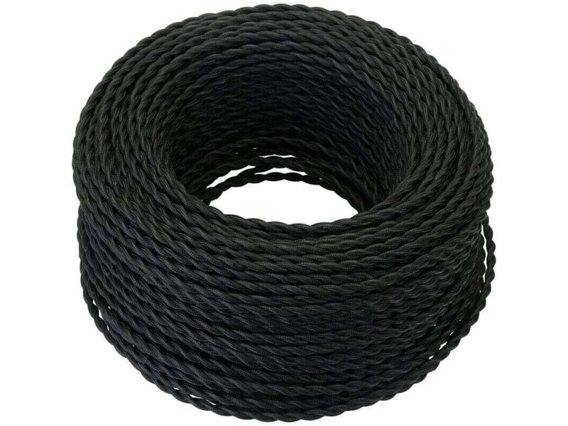  Câble electrique textile 10m，rétro corde de chanvre tressé torsadée câble 2x0,75 mm², 2 fils torsadés toronnés，pour diy pendentif lampenoir  - Conforama A