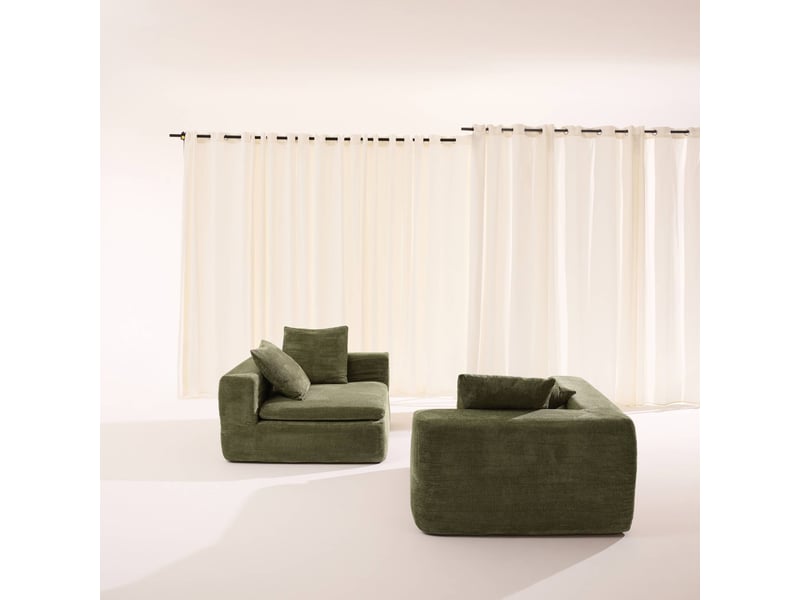  Canapé modulable tissu chenille 3 places vert - movi  - Conforama E