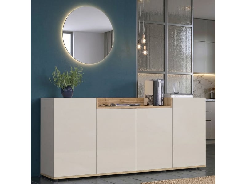  Buffet swink, 6 étagères, 160x35x70h cm blanc cachemire Swink - Conforama B