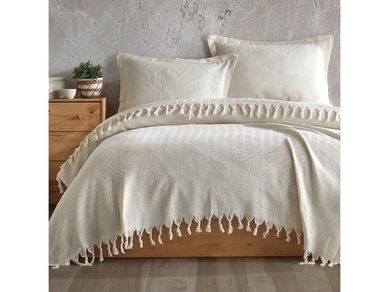  Couverture en coton recyclé 200x220 cm berlino - ecrù  - Conforama B