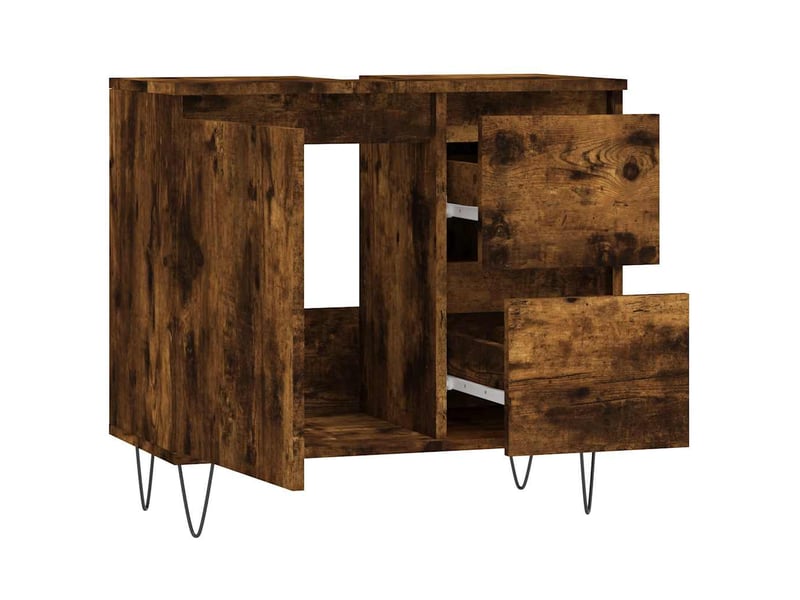  Amoire de salle de bain chêne fumé 65x33x60cm bois d'ingénierie shl4180  - Conforama D