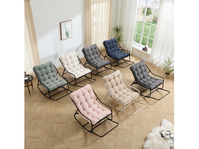 Fauteuil à bascule extérieur 75x116x82 cm – bleu marine et noir – coussin épais réglable en acier résistant - Conforama B