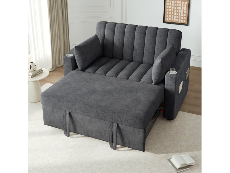  Canapé convertible modenvie 2 places gris 136 x 162 x 84 cm dossier réglable 3 positions  - Conforama E