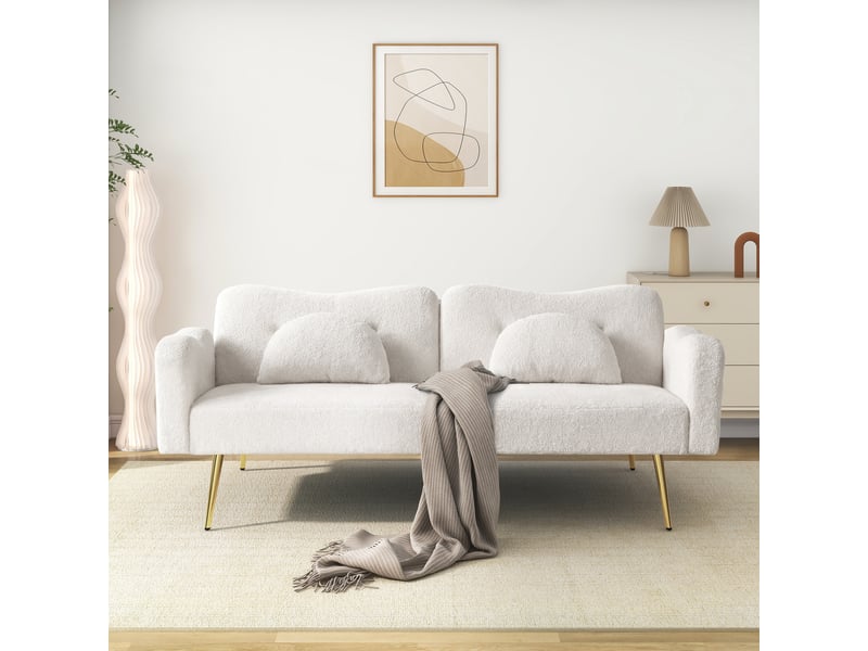  Banquette convertible 2 places – canapé-lit multifonction compact – dossier inclinable – pieds dorés  - Conforama B