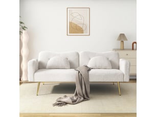 Canapé droit relax manuel <strong></strong> <strong></strong> 2 places Tissu blanc