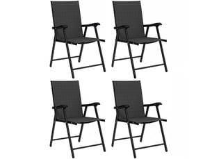 Lot de 4 chaises de jardin pliantes structure acier robuste sans montage dossier haut ergonomique 58x62x97cm noir