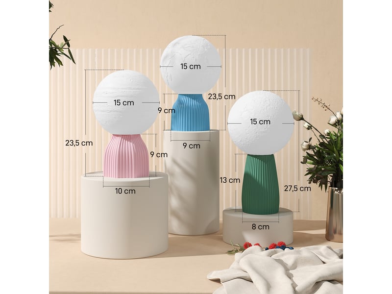  Ensemble de 3 lampes de chevet 3d blanches, 3 couleurs, 10 niveaux de luminosité réglables, connexion usb.  - Conforama C