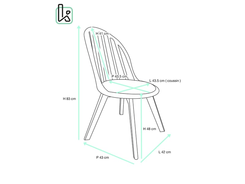  Lot de 2 chaises bistrot scandinaves bold blanches et grises à barreaux avec assise en simili cuir et pieds bois  - Conforama E