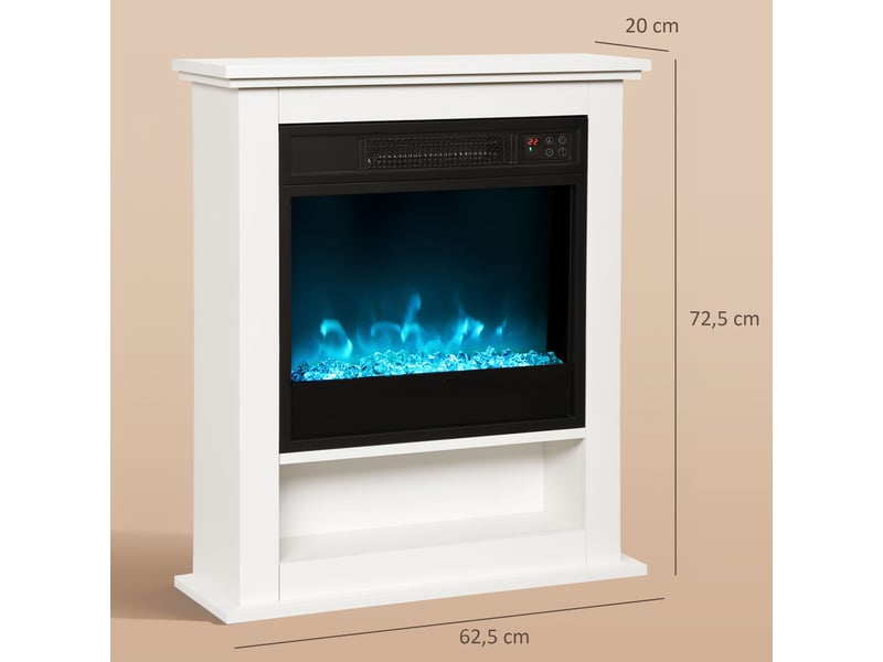 Cheminée électrique 1800 w blanche, effet flamme 9 couleurs, 62,5 x 20 x 72,5 cm - Conforama E