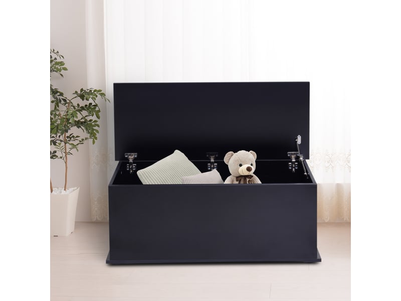  Grand coffre de rangementà jouets avec charnière verrouillable, en bois, 100 x 40 x 40 cm, noir  - Conforama D