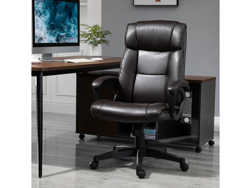  Fauteuil de bureau ergonomique, chaise bureau, simili cuir, 64x73x115cm, marron  - Conforama C