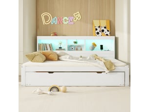 Lit gigogne 140x200 cm <strong>KORFEE</strong> <strong></strong> coloris blanc