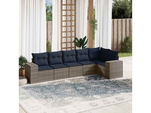 Vidaxl ensemble de canapé de jardin 6 pcs avec coussins gris résine tressée