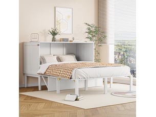 Lit escamotable 140x200 cm OKWISH coloris blanc