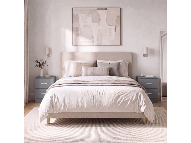  Table de chevet riano, commode de nuit, chambre, 47x40x36cm, set de 2, 2 tiroirs, gris 3332398 - Conforama R