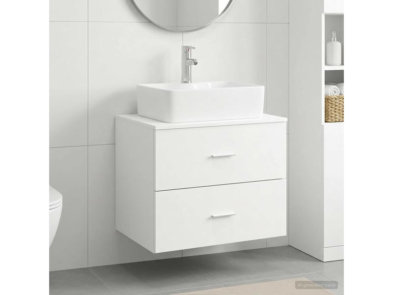  Ensemble de mobilier de salle de bain blanc bois d'ingénierie cf64582  - Conforama B