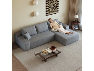 Canapé d'angle, canapé modulable, assise profonde, livré monté, design moderne, 270 cm, pour salon, chambre, gris, appartement