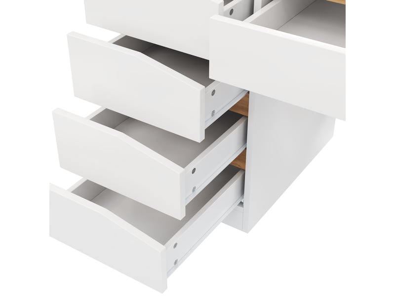 Bureau 140×50 cm, surface de travail importante, équipé de 5 tiroirs intégrés pour rangement Fay Lum - Conforama R