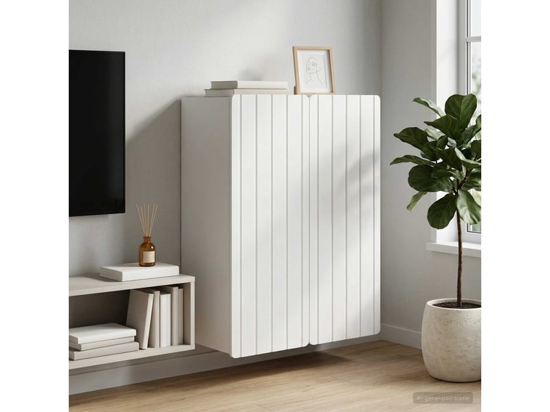  Armoire murale salon, meuble de rangement blanc 66 x 34,5 x 92 cm bois d'ingénierie  - Conforama B