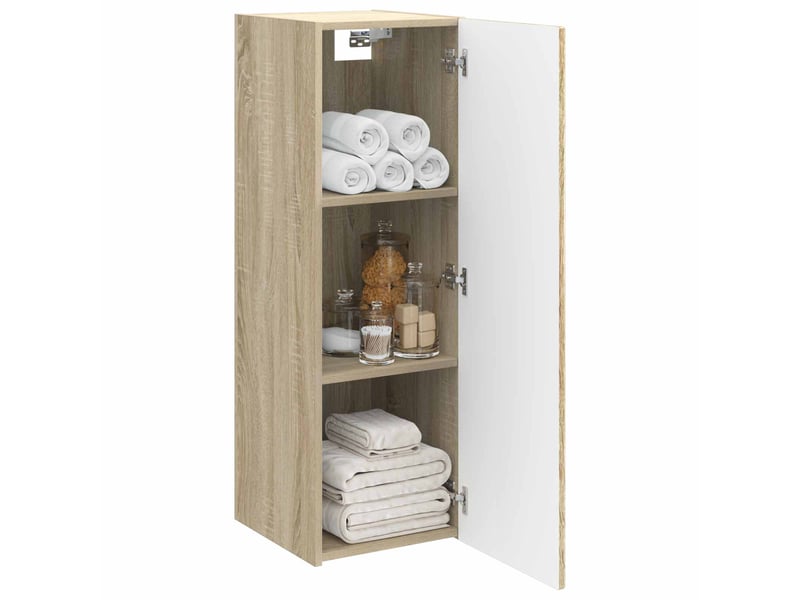 Cabinet salle de bain mural, meuble de rangement chêne sonoma 33x34.5x60 cm shl3848  - Conforama C