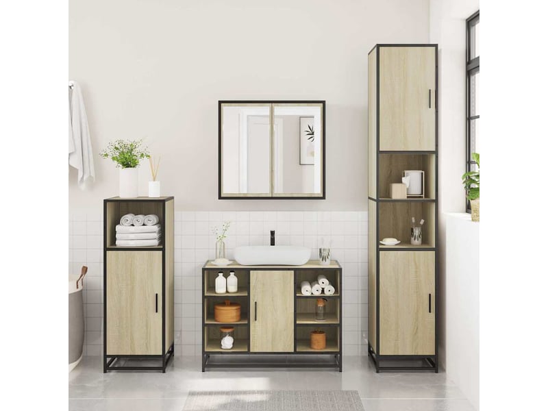 Ensemble de meubles de salle de bain 2 pcs chêne sonoma cf63601 - Conforama D