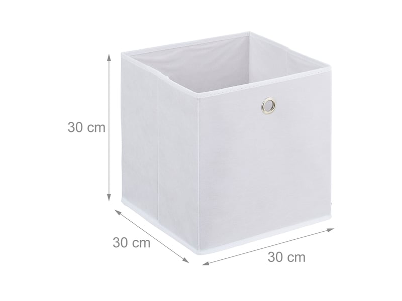  Lot de 4 boîtes de rangement carrées pratiques chambre salle de bain 30 x 30 x 30 cm en tissu blanc 13_0013904  - Conforama B