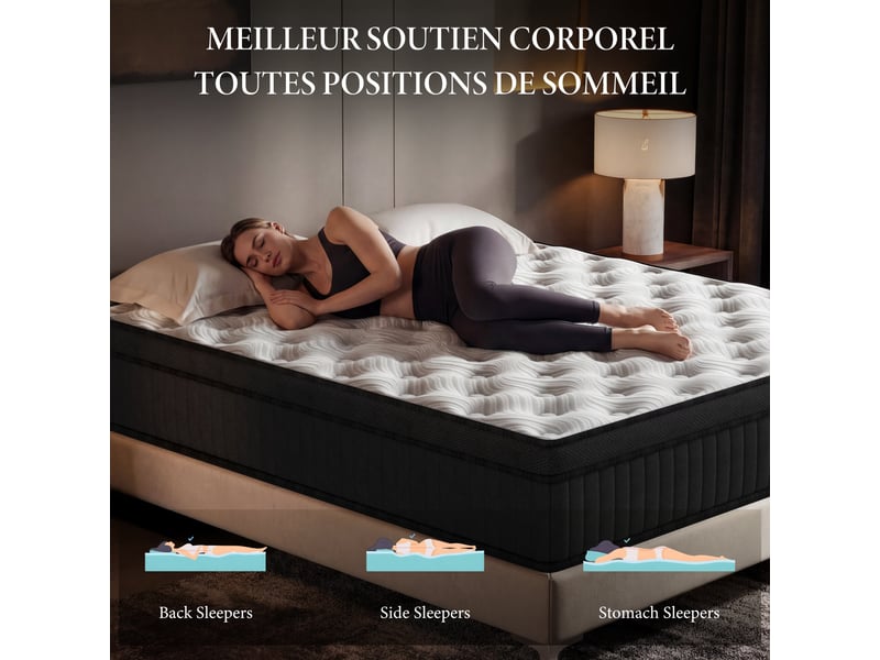  Ensemble matelas + sommier 160x200 cm, mousse à mémoire de forme,épaisseur du matelas 25cm  - Conforama B