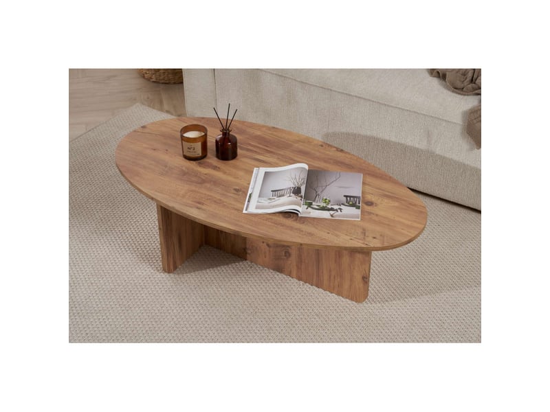 Table basse de salon en bois mdf mélaminé pin atlantique 120 x 65 x 40 cm - Conforama D